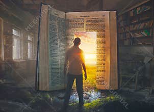 Man and open Bible