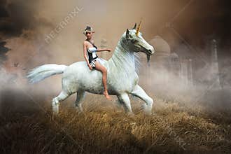 Fantasy Elf, Fairy, Unicorn, Nature, Taj Mahal
