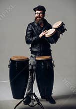 Brutal caucasian hipster with moustache. Male barber care. Mature hipster with beard. Bearded man. hipster style. Man in