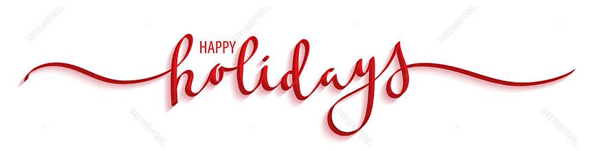 HAPPY HOLIDAYS red brush calligraphy banner