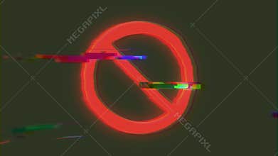 4k Forbidden Sign Glitch Video Background