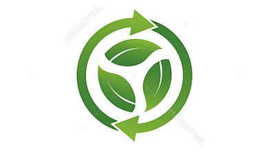 Ecology concept,rotate arrow three leaves.4K resolution motion graphic