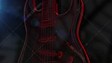 Animation of red wireframe 3D electric guitar