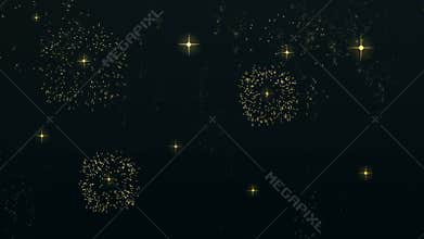 Gold firework explosion animation in night sky