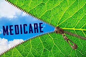 Medicare word under zipper leaf