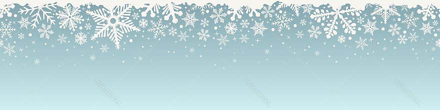 Abstract Christmas top snowflake seamless border.