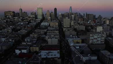 City scape in time lapse as the sun goes down