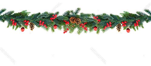 Christmas garland on white