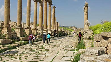 Jerash Ancient Ruins, Jordan Travel, Tourists