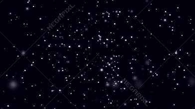Abstract background with rotating bokeh space on black background. Animation. Space with moving colored shining