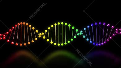 Rainbow Colored DNA Double Helix In Motion