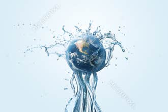 Saving water and world environmental protection concept.