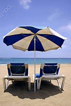 Beach Umbrella and Beds