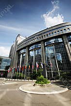 Flags in front of the EU Parliament - Brussels