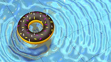 Animated donut floating in pool