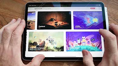 Apple Computers website featuring Arcade video game subscription service