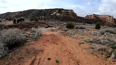 Walking down a red dirt path near the Colorado National Monument