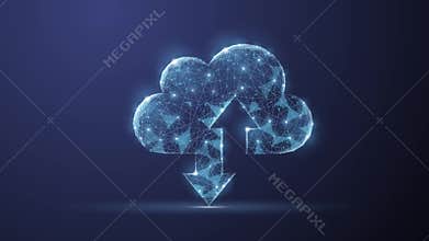Cloud technology. Polygonal wireframe art looks like constellation. Concept illustration or background