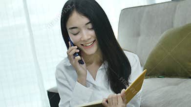 Beautiful teenager business owner work at home, alpha generation life style,