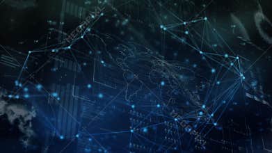 Data projected against dark blue background