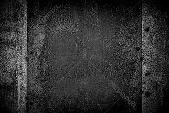Closeup of black and white metal rust grunge background texture. Rusted, old, vintage, retro background texture