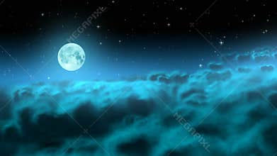 Moon over night clouds loop