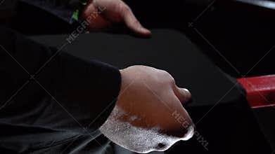 Silk screen printing carousel. Preparing t shirt for printing