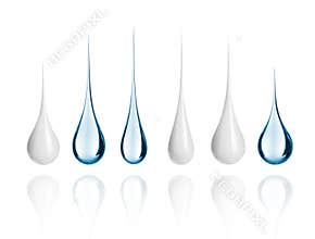 Set of different milk and water drops close-up