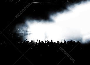 Silhouette of Party audience or concert crowd