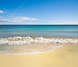 Perfect beach in summer with clean sand , blue sky