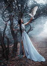 Mysterious sorceress with a bird