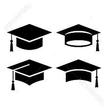 Black square graduation hat icon