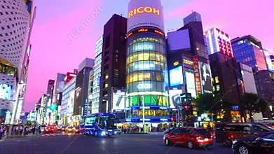 Spin shot of Ginza 4th crossing Tokyo Japan