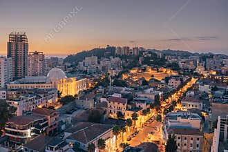 Albania. Durres. View of the central part of the city in the eve