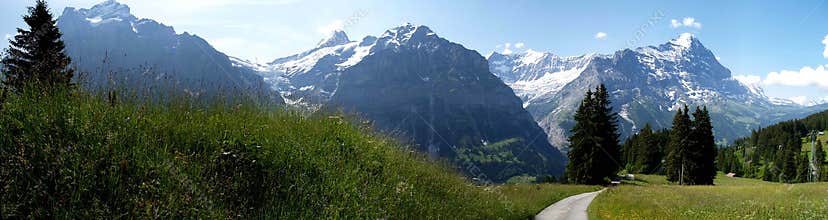 Panoramic view of swiss alps