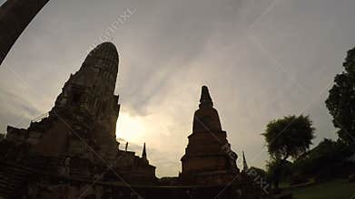 Timelapse of wat ratchaburana in ayutthaya heritage site thailand
