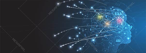 Artificial intelligence. Technology web background. Virtual concept
