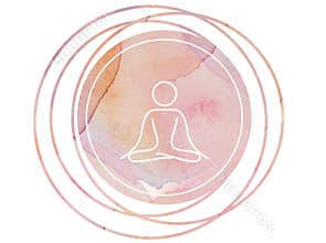 Circular Watercolor mandala meditation Symbol lotus