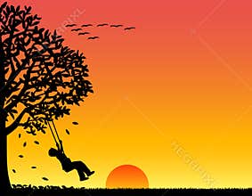 Child Playing in Autumn/eps