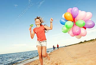 Girl with balloons