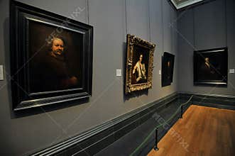 Self portrait and other portraits by Rembrandt at the National portrait Gallery , London