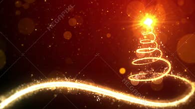 Christmas tree lights on red background with copy space for text placeholder