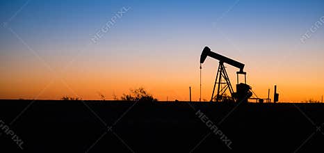 Texas Oil Pump Jack Fracking Crude Extraction Machine Sunset