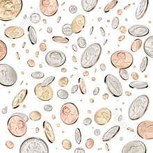 Money Coins Falling Raining Down