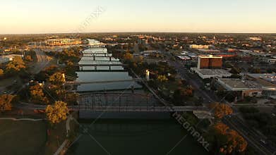 Brazos River Bridges Aerial Waco Texas Downtown City Skyline