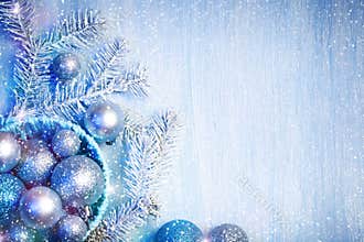 Merry Christmas and Happy New Year. A New Year`s background with New Year decorations.New Year`s card.