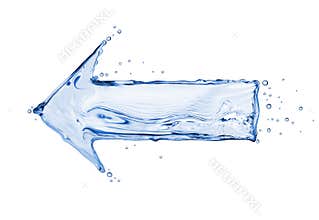 Arrow made of water on a white background