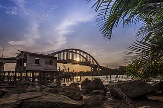 Beautiful sunset near Kedah River Malaysia where all the fisherman live.