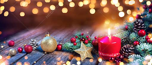 Advent Candle With Christmas Decoration