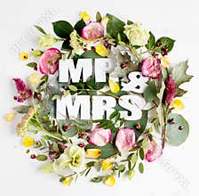 Flowers composition with word MR&MRS